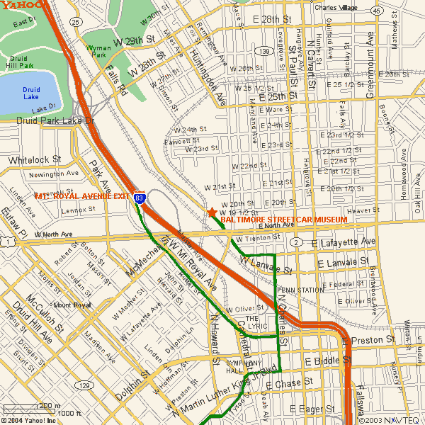 Map for Baltimore Streetcar Museum
